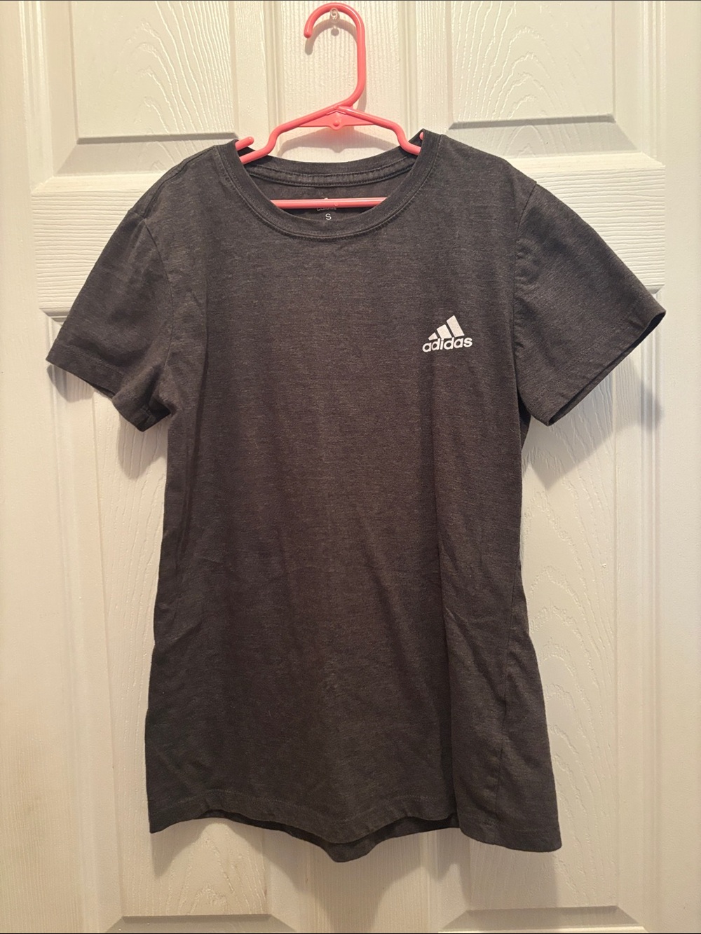 adidas Kids Short Sleeve Tee in Dark Gray with White Logo